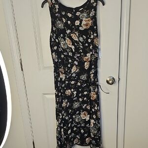 Aa Studio Black Floral Midi Dress